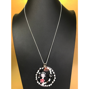 Japanese Lady in a Cherry Blossom Garden Necklace