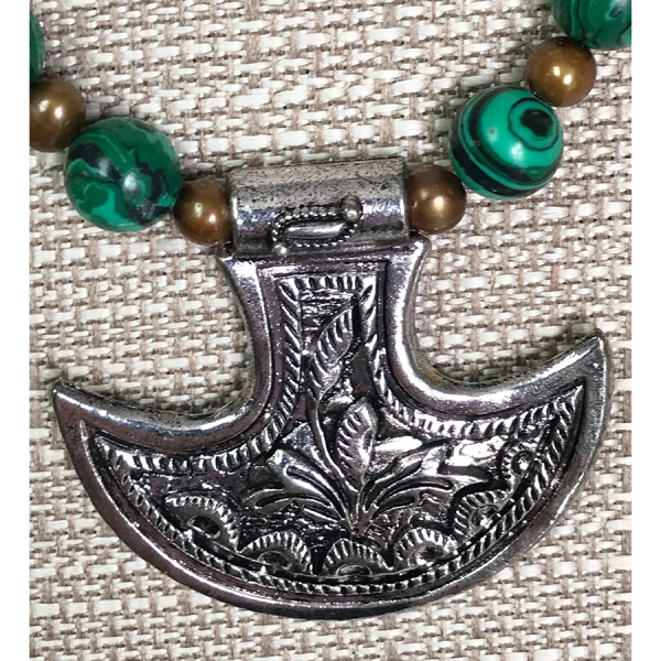 Malachite and Celtic Cross Necklace - Image 2