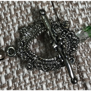 Rhinestone Dragonfly & Green Bead & Crystal Necklace - Image 2