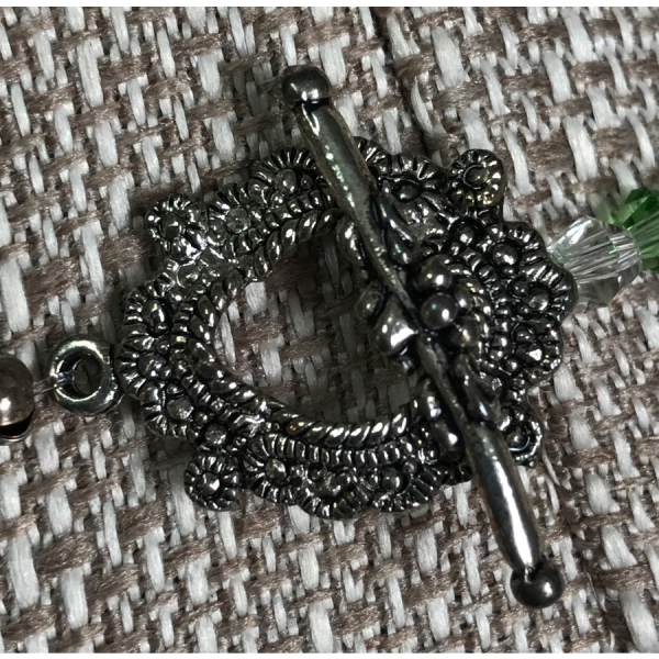 Rhinestone Dragonfly & Green Bead & Crystal Necklace - Image 2