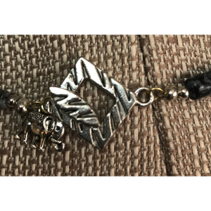 Silver Elephant, Obsidian and Animal Print Necklace - Image 2