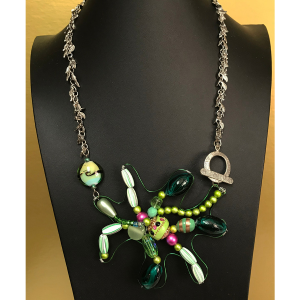 Silver Op Art Flower Necklace