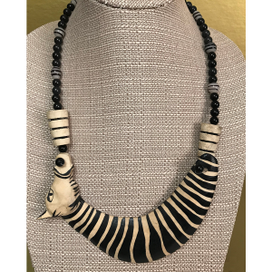 Zebra and Obsidian Necklace